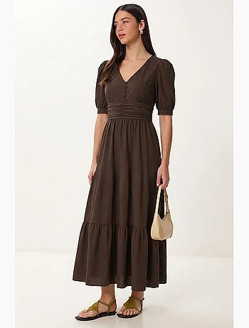 Abito maxi da donna in popeline misto cotone istanbul