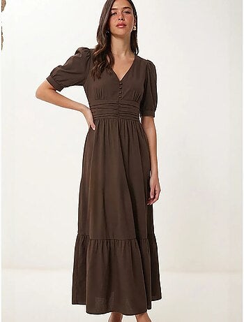 Abito maxi da donna in popeline misto cotone istanbul