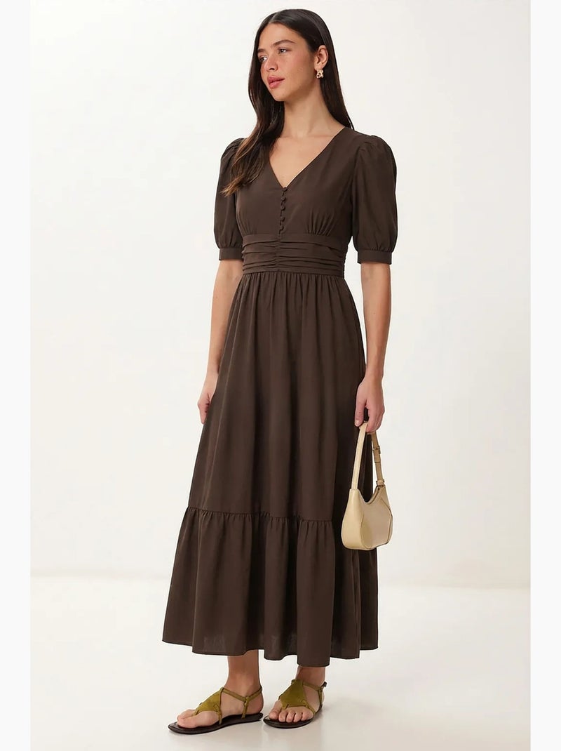 Abito maxi da donna in popeline misto cotone istanbul Marrone - Kiabi