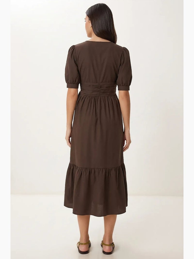 Abito maxi da donna in popeline misto cotone istanbul Marrone - Kiabi