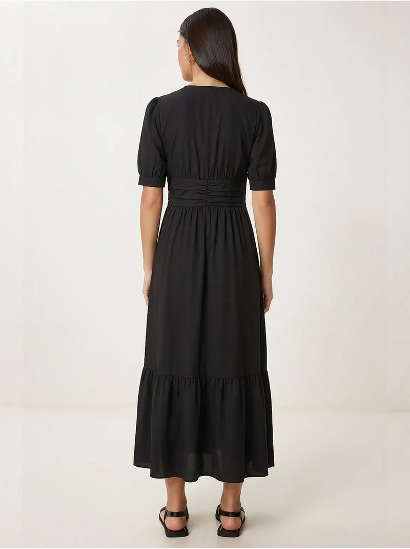 Abito maxi da donna in popeline misto cotone istanbul Nero - Kiabi