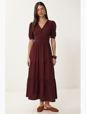 Abito maxi da donna in popeline misto cotone istanbul