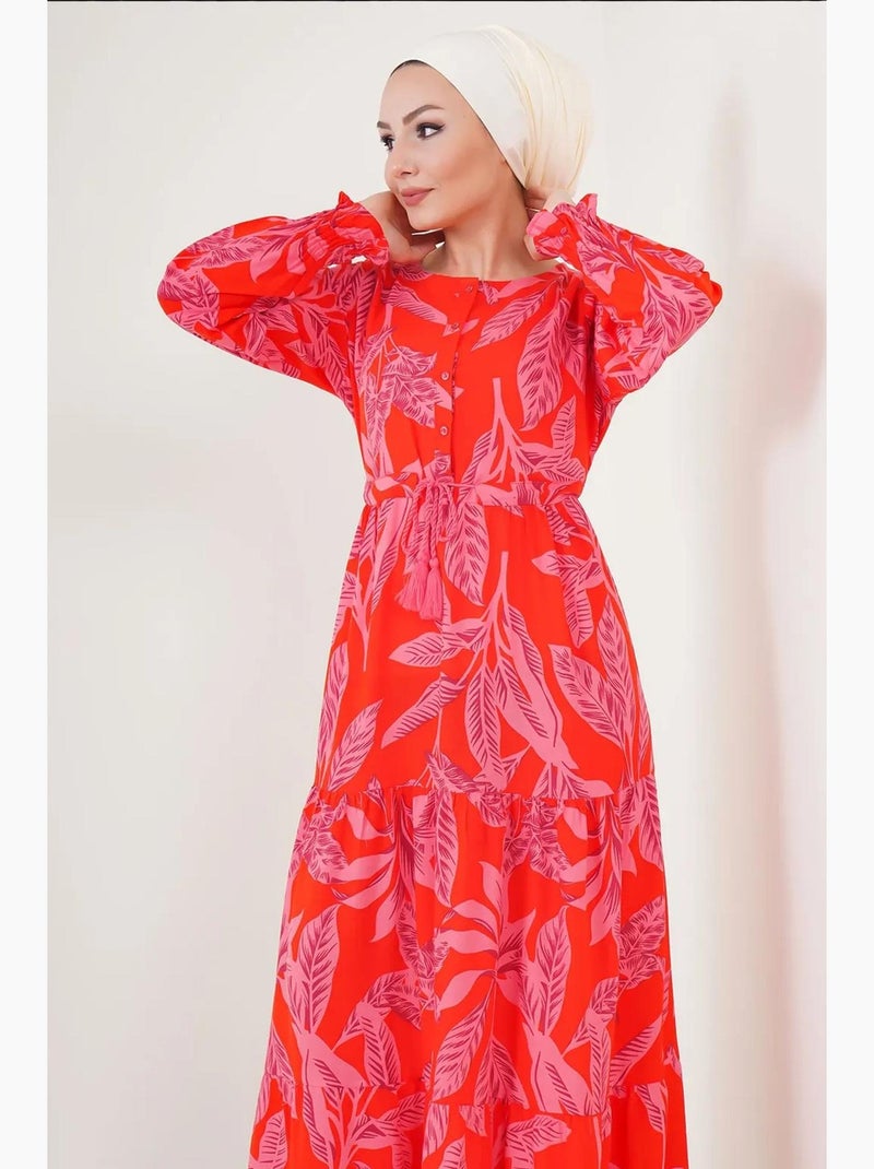 Abito maxi in crepe di viscosa floreale bdart Rosso - Kiabi