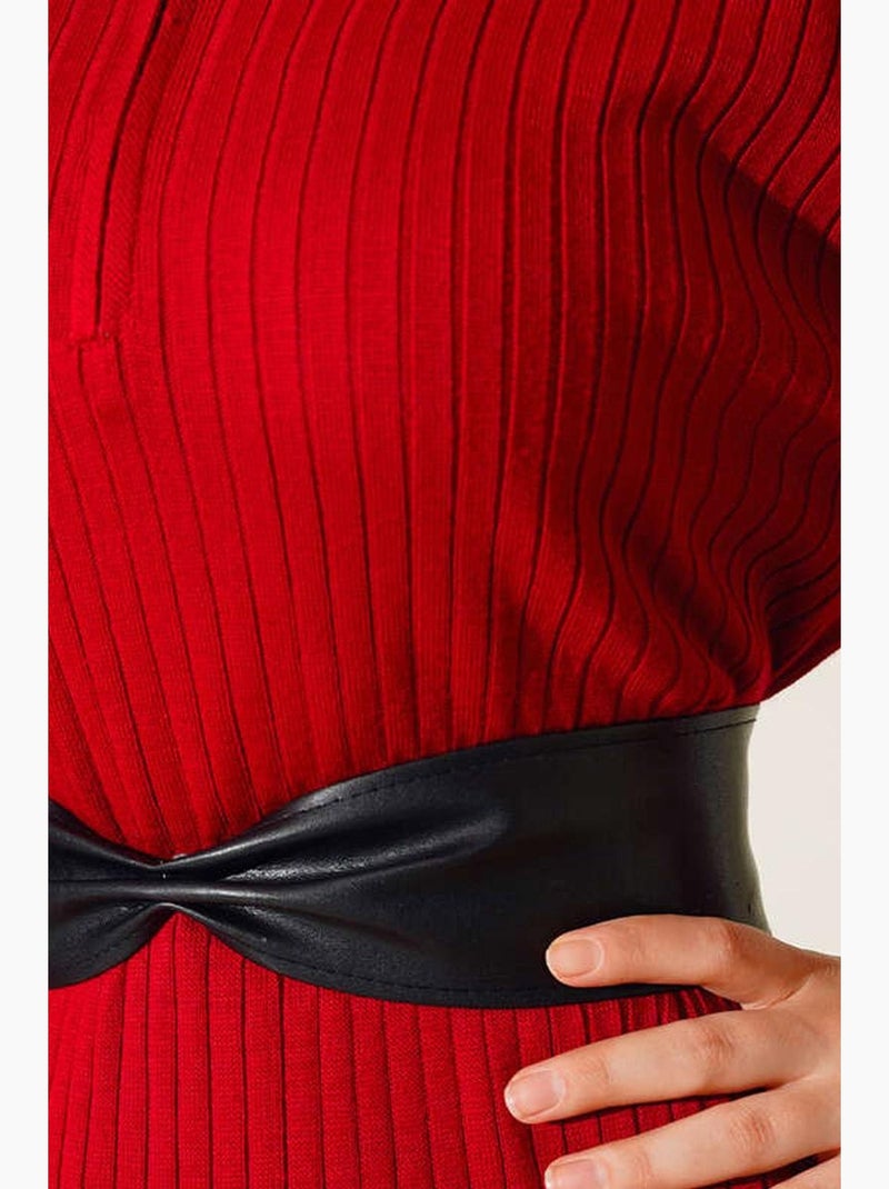 Abito maxi in maglia a coste con dolcevita bdart Rosso - Kiabi