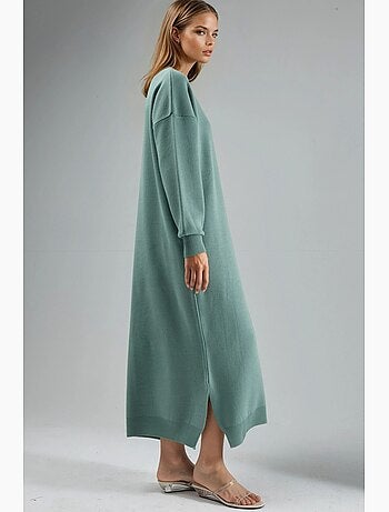 Abito maxi in maglia a coste con girocollo my fashion