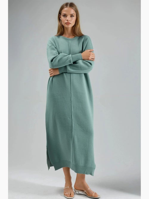 Abito maxi in maglia a coste con girocollo my fashion - Kiabi