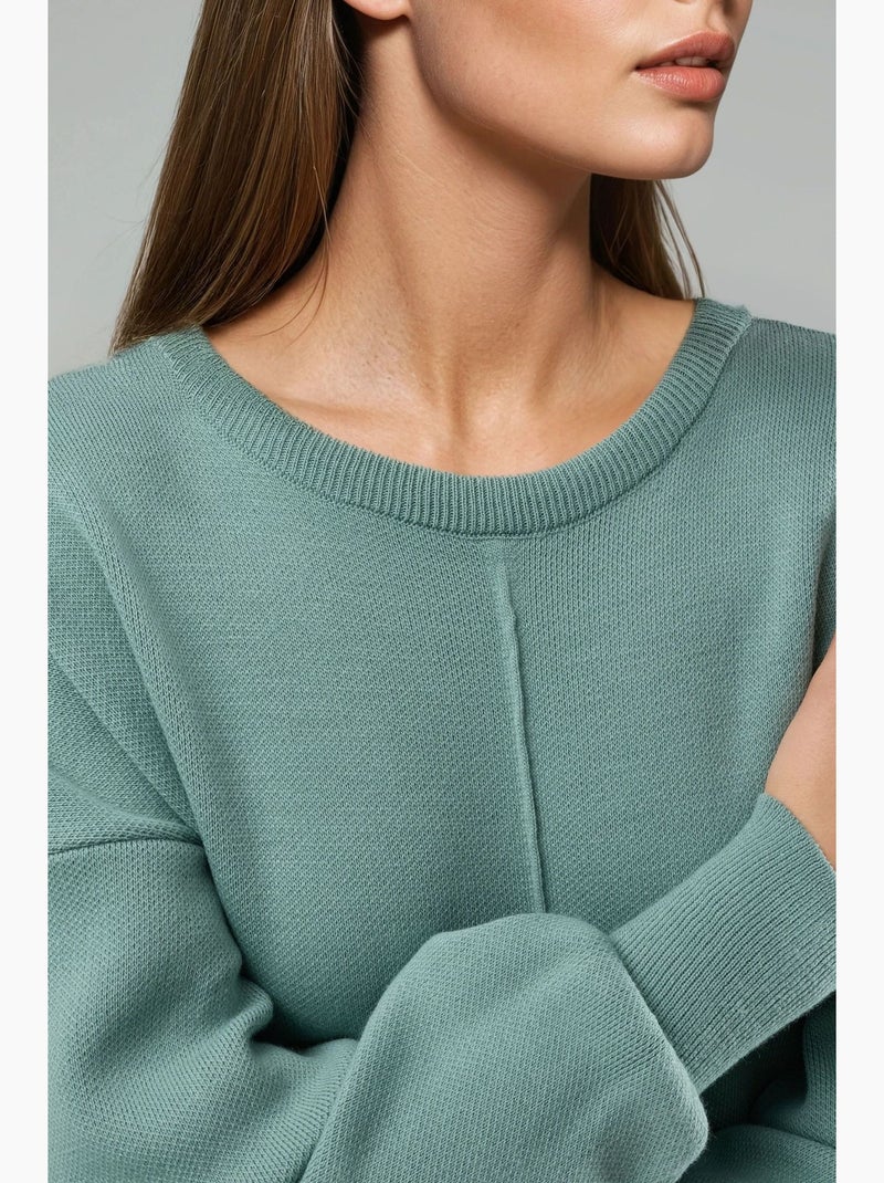 Abito maxi in maglia a coste con girocollo my fashion Verde pastello - Kiabi