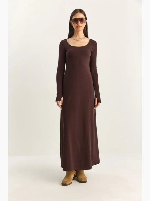 Abito maxi in maglia a linea a lucci - Kiabi Abito maxi in maglia a linea a lucci - Kiabi