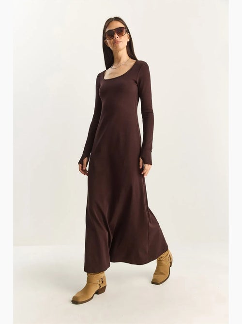 Abito maxi in maglia a linea a lucci - Kiabi Abito maxi in maglia a linea a lucci - Kiabi