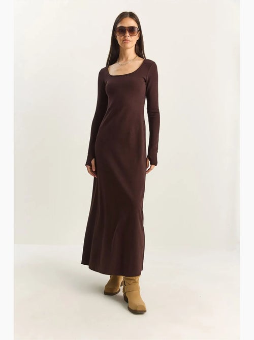 Abito maxi in maglia a linea a lucci - Kiabi Abito maxi in maglia a linea a lucci - Kiabi