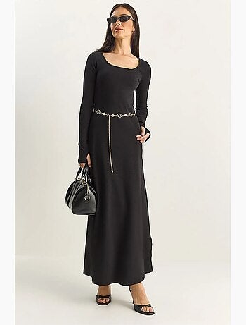 Abito maxi in maglia a linea a lucci