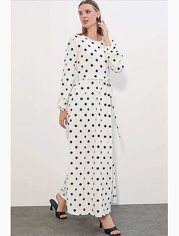 Abito maxi in maglia floreale con dettaglio fiocco bdart