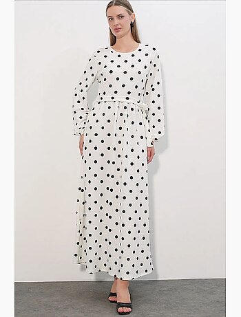 Abito maxi in maglia floreale con dettaglio fiocco bdart