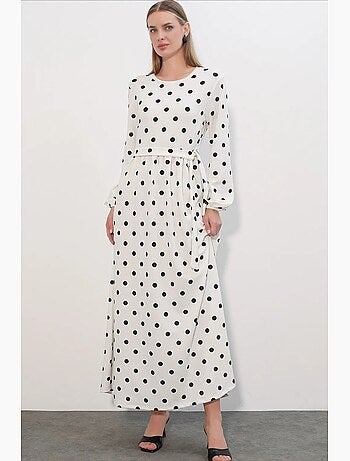 Abito maxi in maglia floreale con dettaglio fiocco bdart