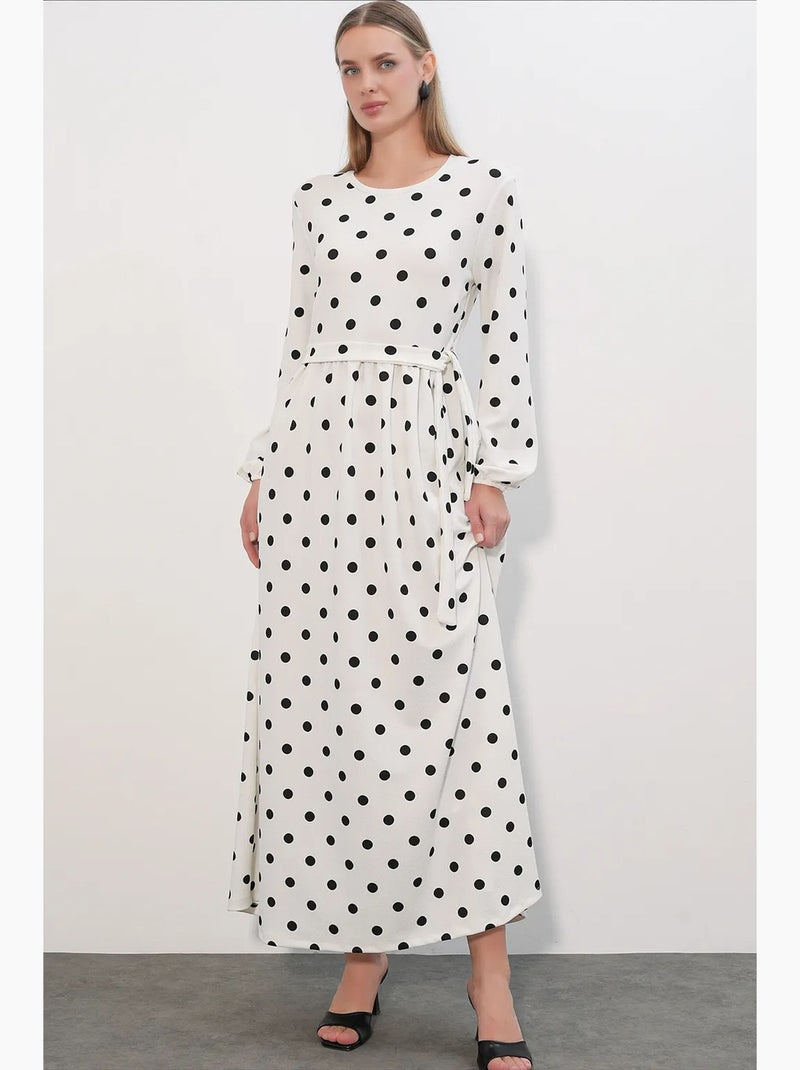 Abito maxi in maglia floreale con dettaglio fiocco bdart Bianco sporco - Kiabi