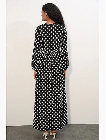 Abito maxi in maglia floreale con dettaglio fiocco bdart