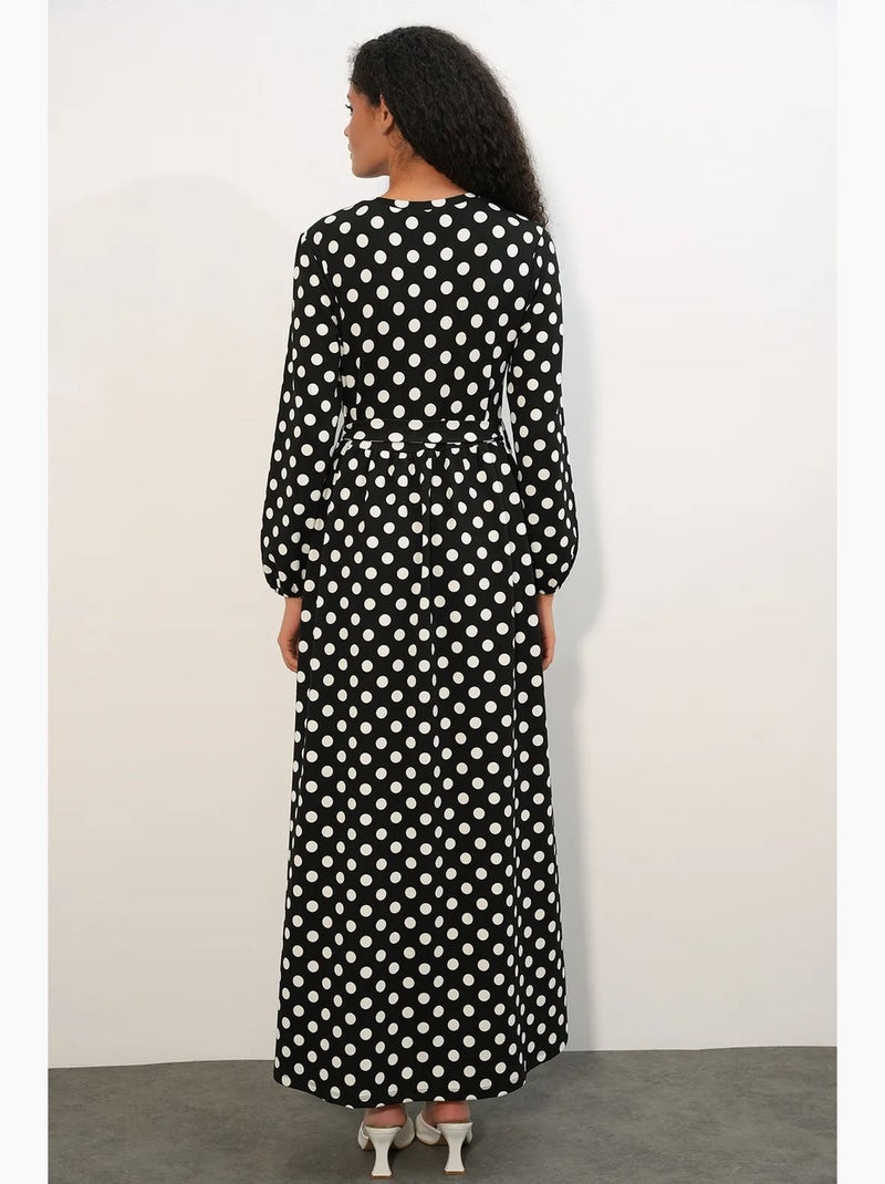 Abito maxi in maglia floreale con dettaglio fiocco bdart Nero Bianco - Kiabi