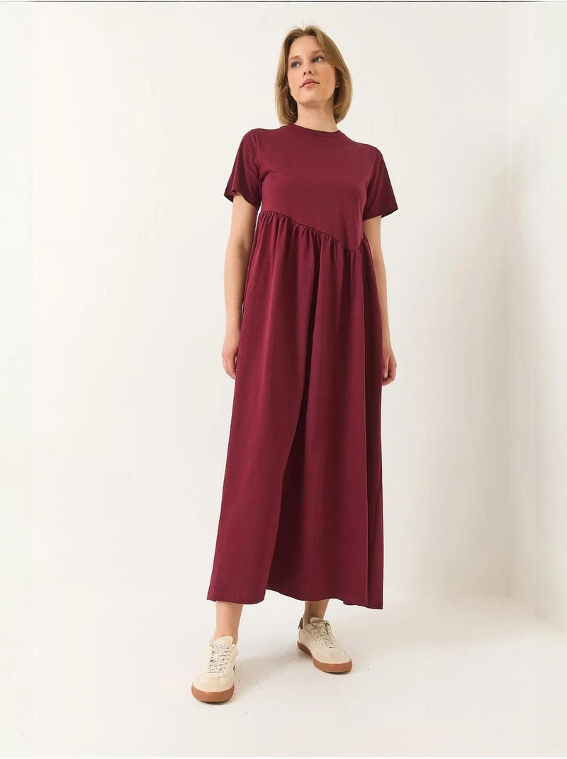 Abito maxi in maglia morbida con girocollo lucci Rosso bordeaux - Kiabi