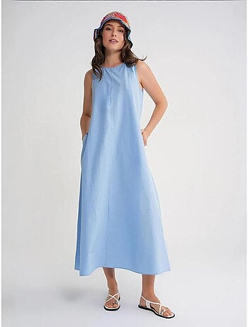 Abito maxi in popeline con tasche mixray
