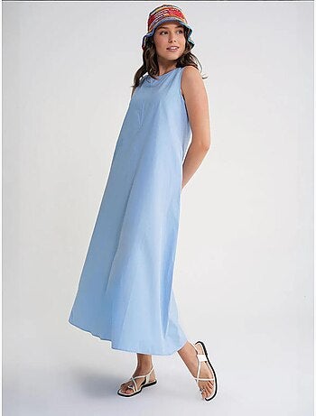 Abito maxi in popeline con tasche mixray