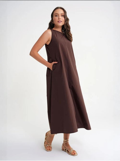 Abito maxi in popeline con tasche mixray - Kiabi Abito maxi in popeline con tasche mixray - Kiabi
