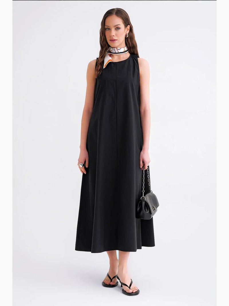 Abito maxi in popeline con tasche mixray Nero - Kiabi