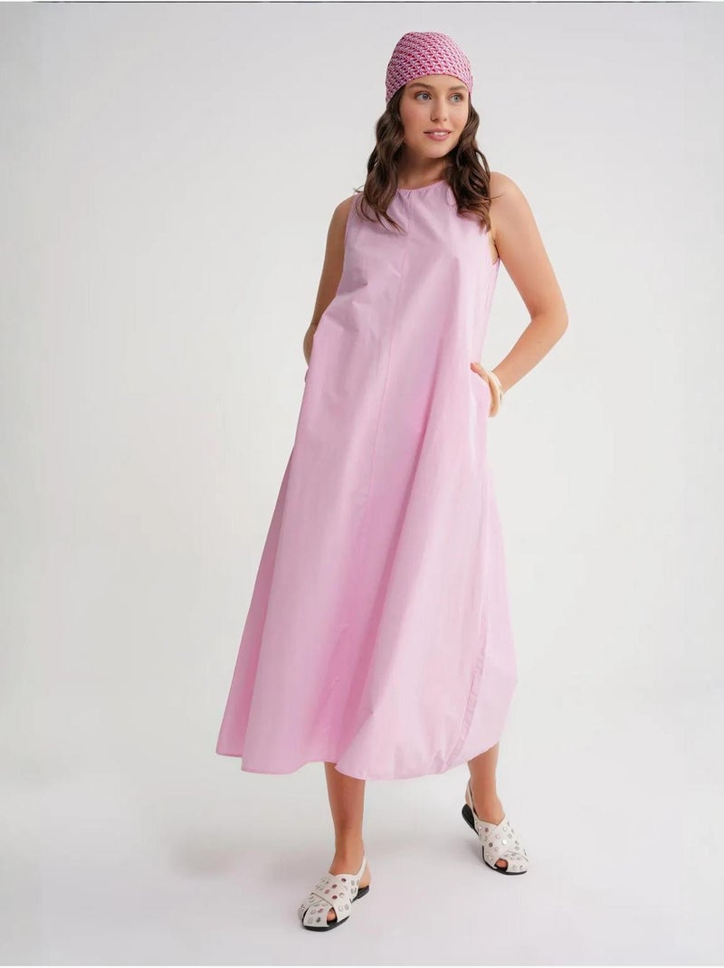 Abito maxi in popeline con tasche mixray Rosa pallido - Kiabi