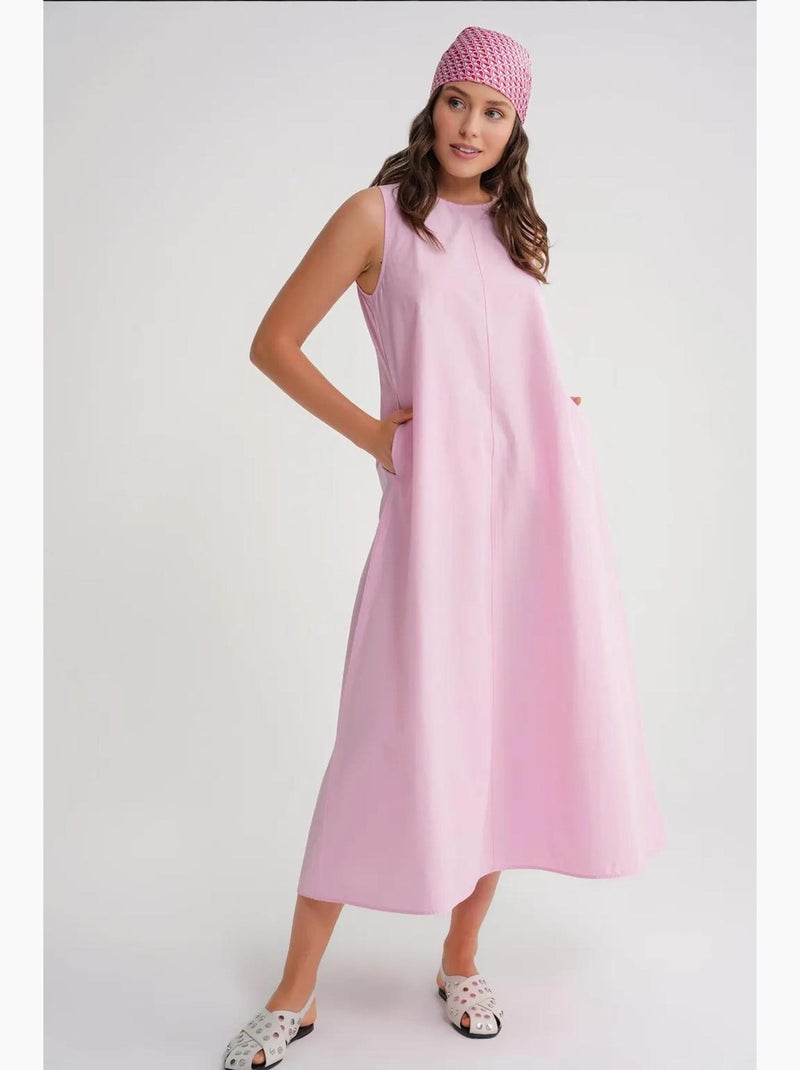 Abito maxi in popeline con tasche mixray Rosa pallido - Kiabi