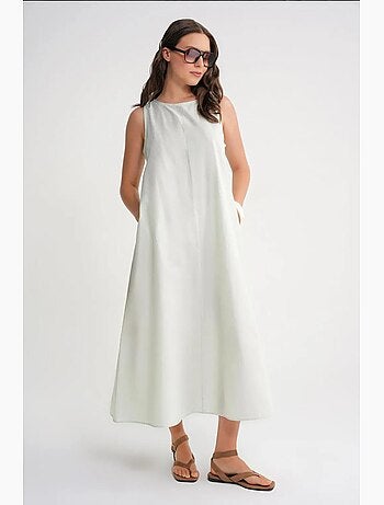 Abito maxi in popeline con tasche mixray