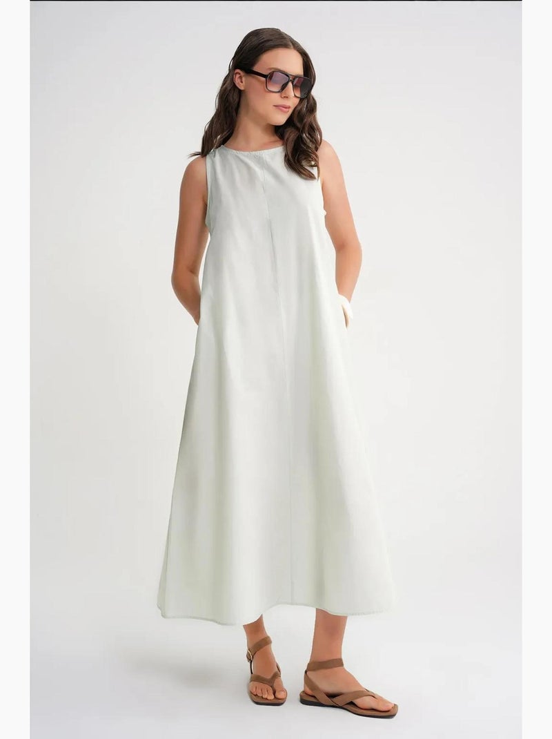 Abito maxi in popeline con tasche mixray Verde pastello - Kiabi