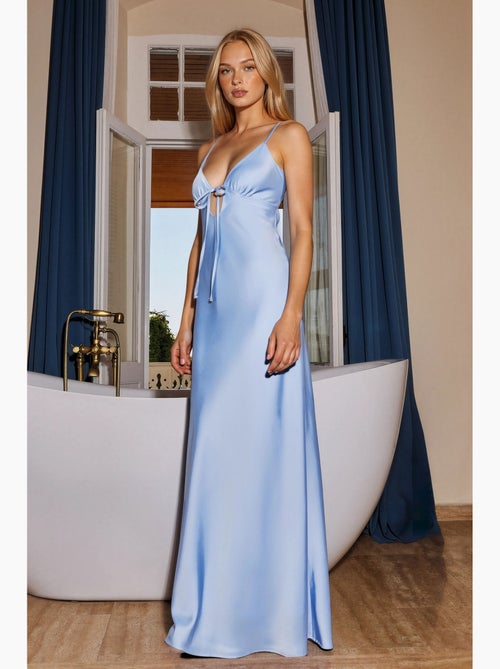 Abito maxi in raso con dettaglio cut-out e allacciatura frontale hiccup - Kiabi