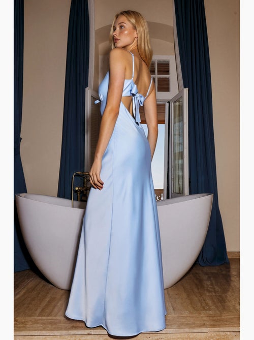 Abito maxi in raso con dettaglio cut-out e allacciatura frontale hiccup - Kiabi