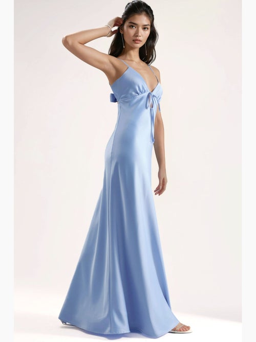 Abito maxi in raso con dettaglio cut-out e allacciatura frontale hiccup - Kiabi