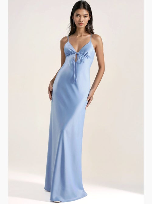 Abito maxi in raso con dettaglio cut-out e allacciatura frontale hiccup - Kiabi