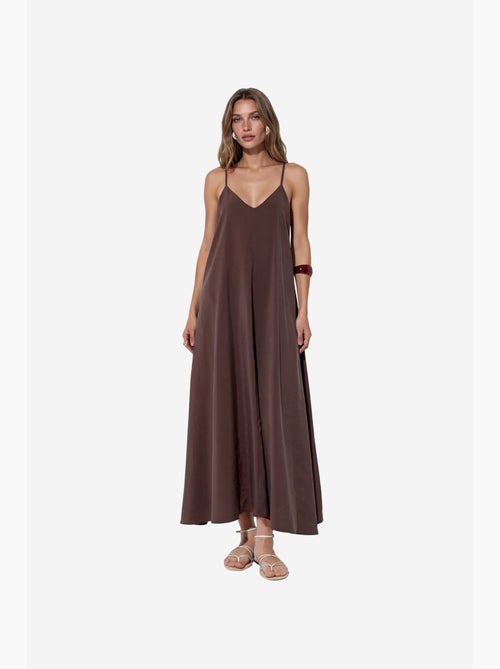 Abito maxi in raso con scollo a v busem - Kiabi Abito maxi in raso con scollo a v busem - Kiabi