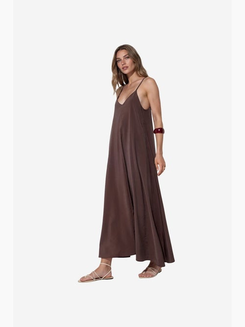 Abito maxi in raso con scollo a v busem - Kiabi Abito maxi in raso con scollo a v busem - Kiabi