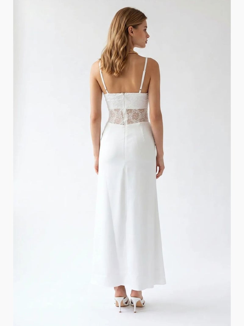Abito maxi in raso senza maniche con scollo quadrato mixray Bianco - Kiabi