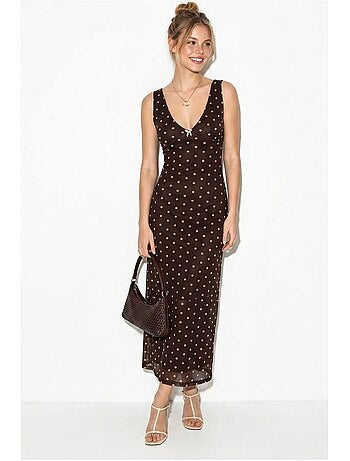 Abito maxi in tulle a pois lucci