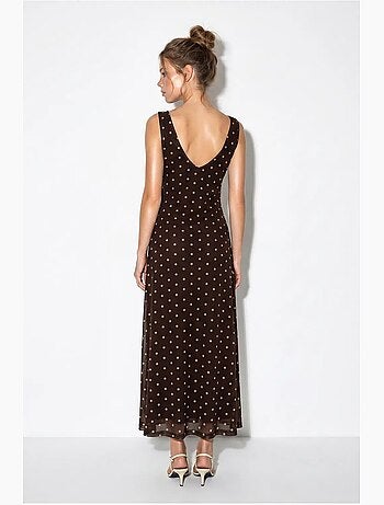 Abito maxi in tulle a pois lucci
