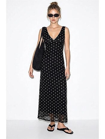 Abito maxi in tulle a pois lucci