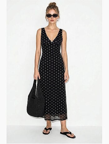 Abito maxi in tulle a pois lucci