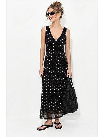 Abito maxi in tulle a pois lucci