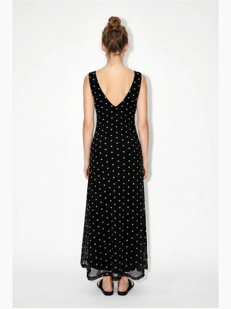 Abito maxi in tulle a pois lucci Nero - Kiabi