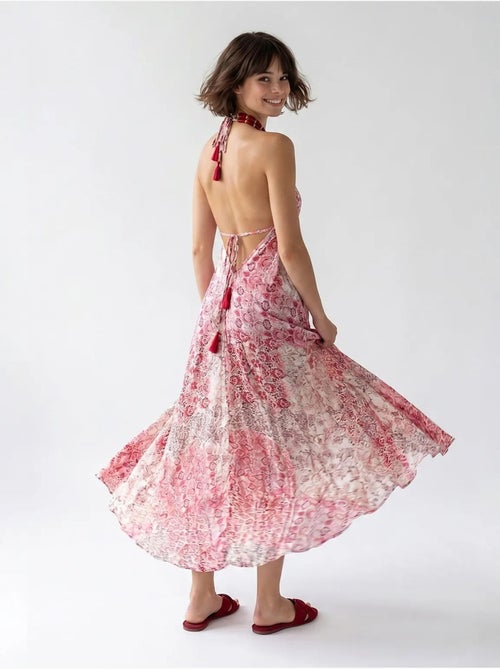 Abito maxi paisley con scollo halter mixray - Kiabi Abito maxi paisley con scollo halter mixray - Kiabi