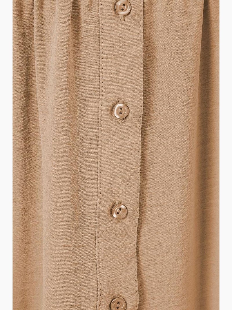 Abito maxi relaxed fit con scollo a v e chiusura con bottoni bdart Marrone chiaro - Kiabi
