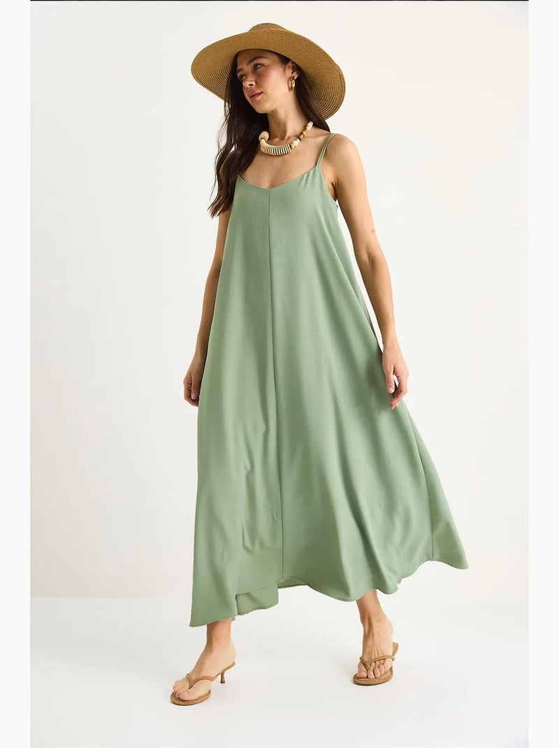 Abito maxi senza maniche con scollo a v lucci Verde pastello - Kiabi