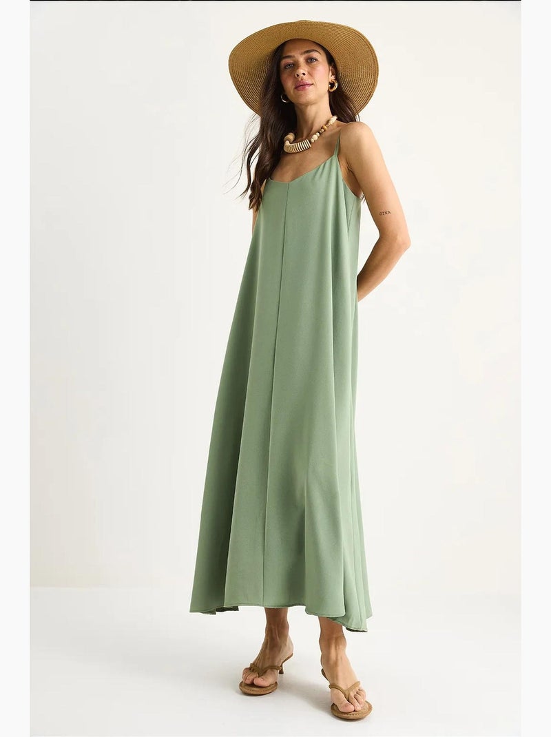 Abito maxi senza maniche con scollo a v lucci Verde pastello - Kiabi