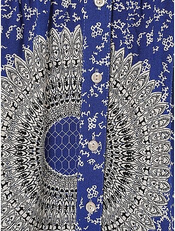 Abito maxi stampato con scollo a v e chiusura con bottoni bdart