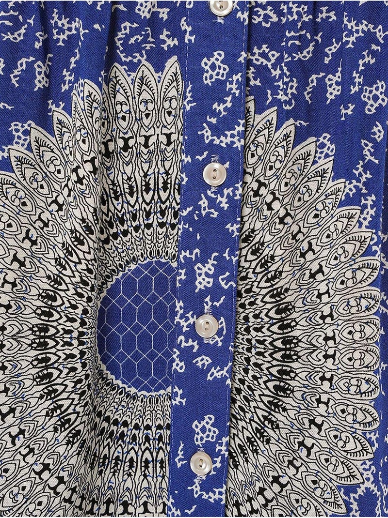Abito maxi stampato con scollo a v e chiusura con bottoni bdart Blu cobalto - Kiabi