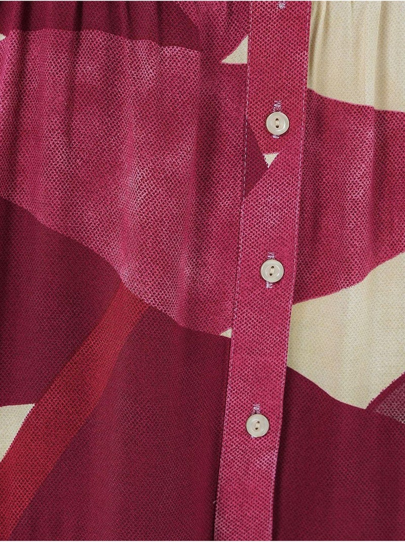 Abito maxi stampato con scollo a v e chiusura con bottoni bdart Rosso granata - Kiabi